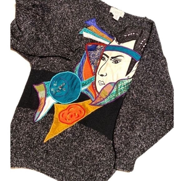 Vintage Sweaters - Vintage One of a Kind 80’s Metallic Wool Sweater